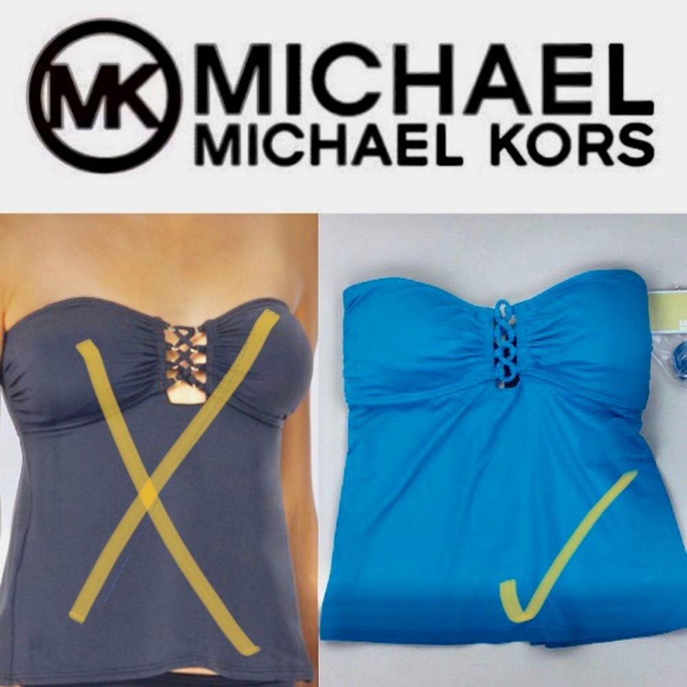 Michael Kors Open Back Lace Up Bandeau Tankini NWT
